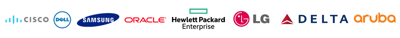 HPE, Cisco,, Dell, Aruba, Netapps, Polycom, People Link, Oracle, Mantra, Samsung, LG, Delta