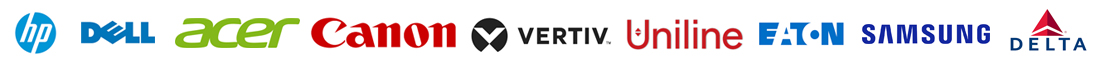 HP, Dell, Acer, Canon, Vertiv, Uniline, BPE, Eaton, AVO, Samsung, Delta, etc